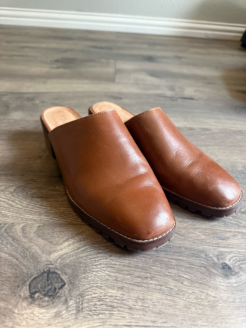 Madewell Chestnut Brown Leather Slip-On Mules